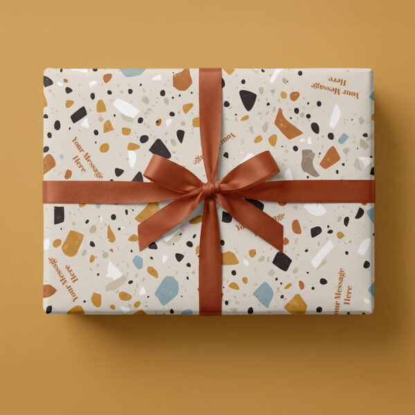 Terrazzo wrapping paper - warm-toned terrazzo geometric pattern