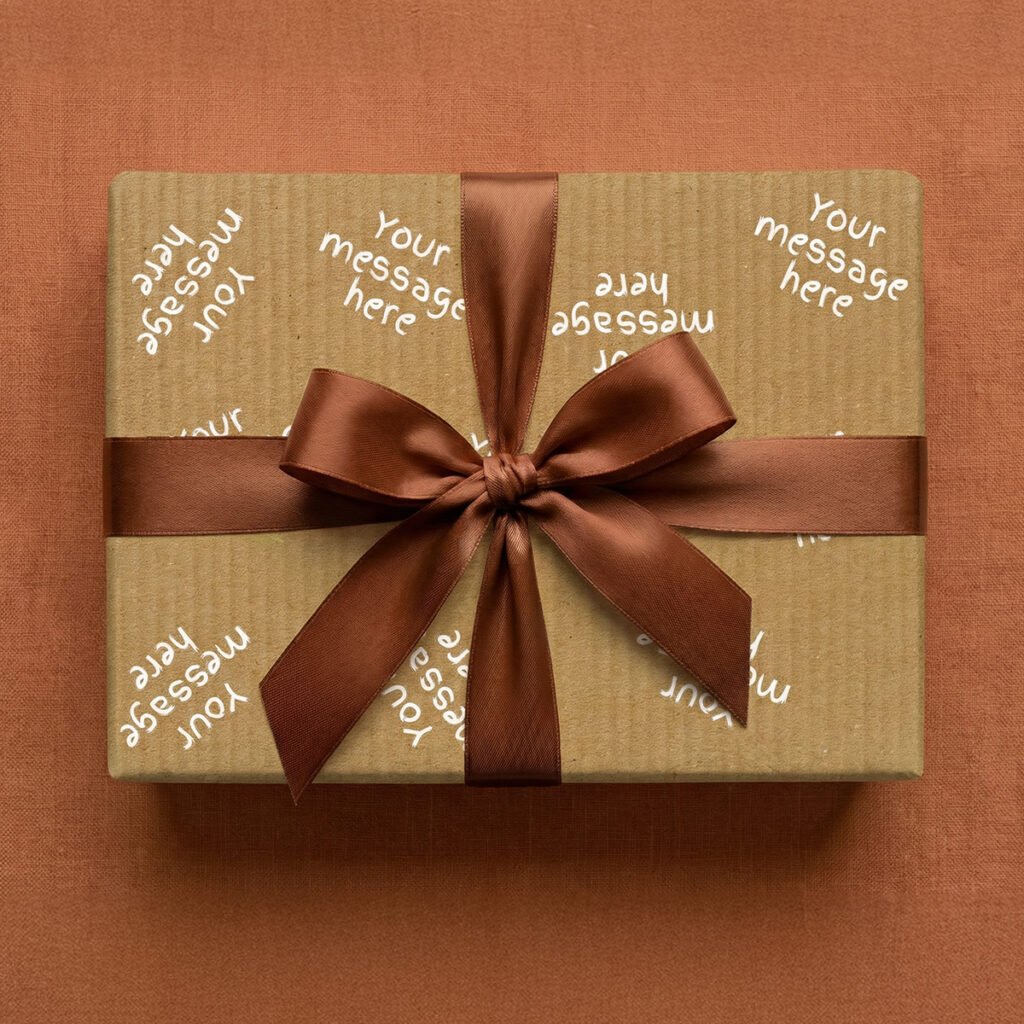 Hand Paint wrapping paper - custom hand-painted personalised message designs on natural paper