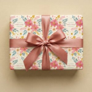 Floral Message wedding wrapping paper - pink and orange flowers with personalised message