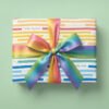 Rainbow Ribbons wrapping paper - personalised message on multicoloured ribbon stripes