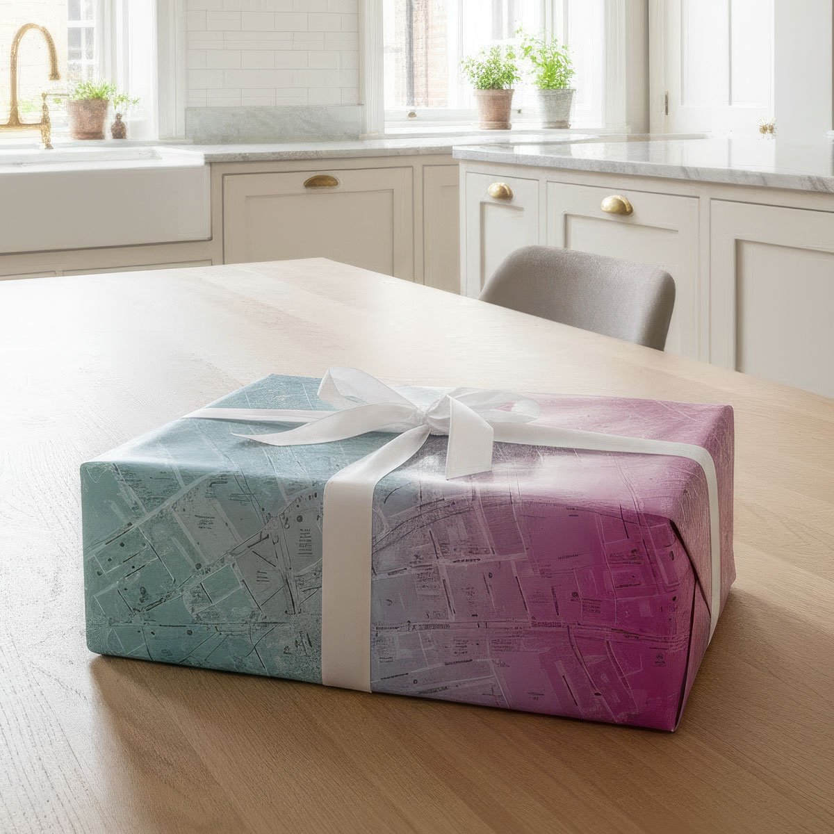 Mapped personalised wrapping paper