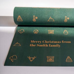 Personalised Family Christmas Wrapping Paper - 5m Roll, Forest Green
