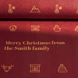 Personalised Family Christmas Wrapping Paper - 5m Roll, Berry Red