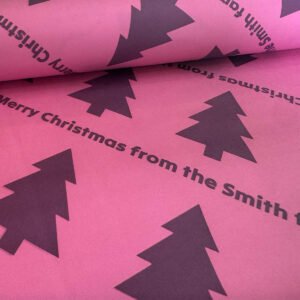 Personalised Christmas Tree Wrapping Paper - 5m Roll, Pink & Plum