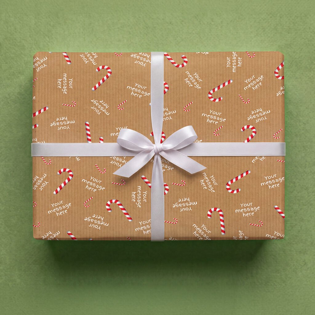 Personalised Candy Cane Christmas Wrapping Paper